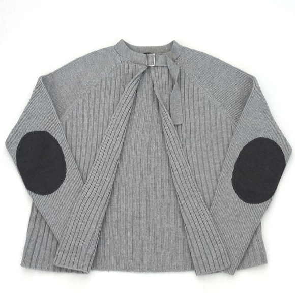 be Sweaters - *Relisted* Be Women's Merino Wool Grey Open Cardigan Sweater Patch Elbow M